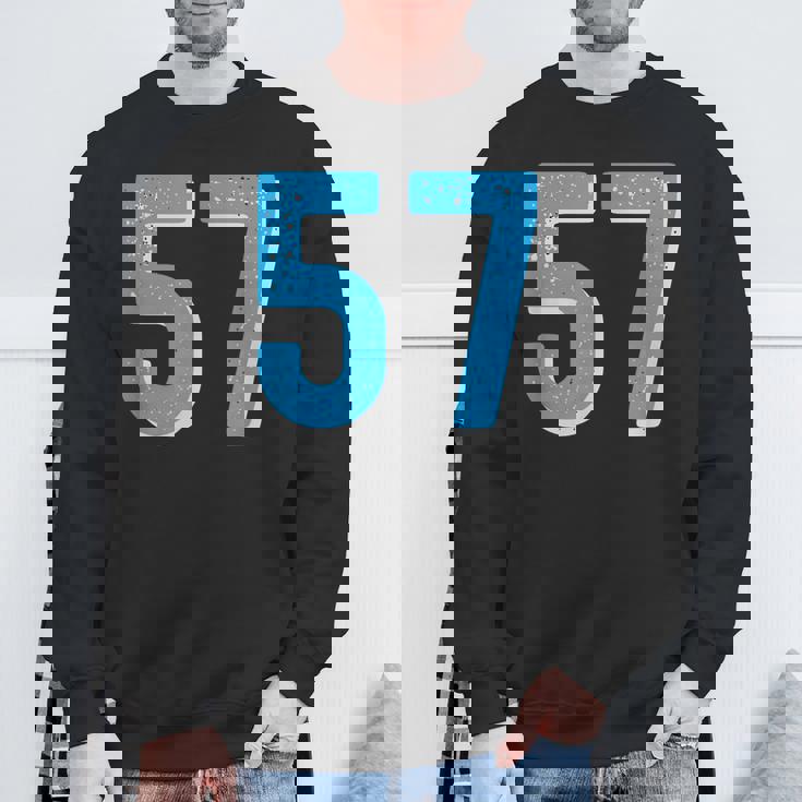 ナンバー 57 スポーツブルーナンバー スウェットシャツ 高齢者への贈り物