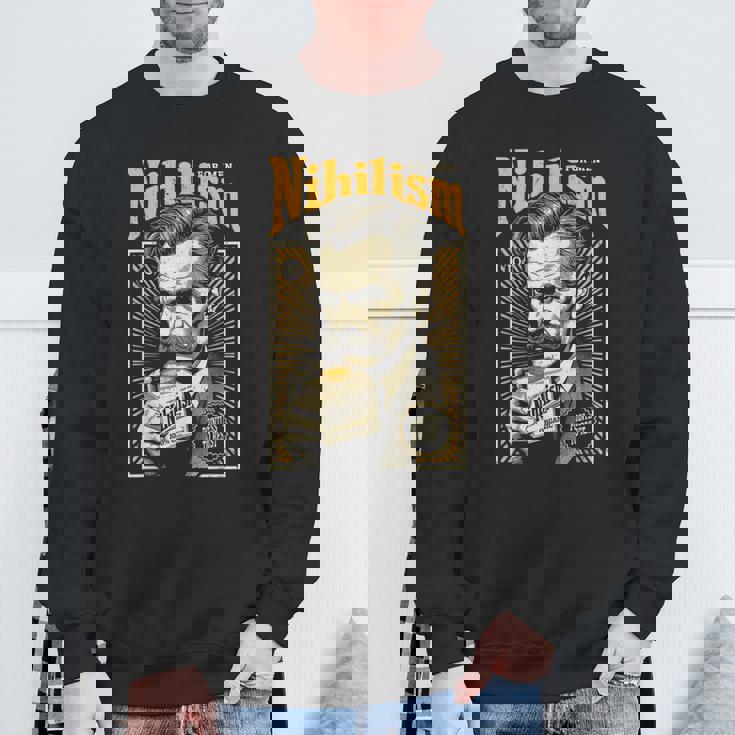 ニヒリズム 男性用 面白い ニーチェ哲学 ビンテージ広告 スウェットシャツ 高齢者への贈り物