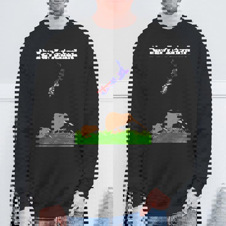 ニュージーランドのお土産キウイバードウォッチングニュージーランド地図 長袖tシャツ スウェットシャツ 高齢者への贈り物