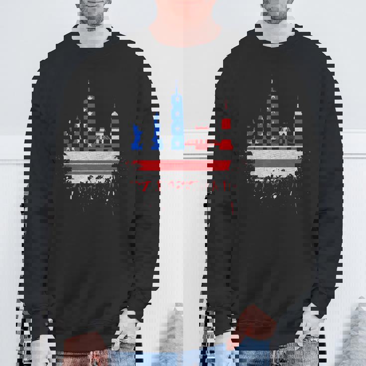 ニューヨーク・スカイライン 星条旗 アメリカ国旗アート Love Ny スウェットシャツ 高齢者への贈り物