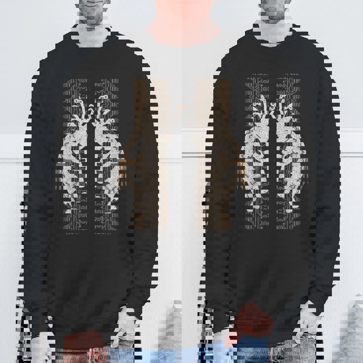 ネイティブアメリカン ココペリミュージシャンツインズ ボーダー2 楽しい スウェットシャツ 高齢者への贈り物