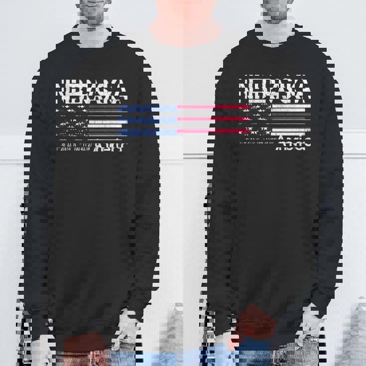 ネブラスカの座標 米国旗 スウェットシャツ 高齢者への贈り物