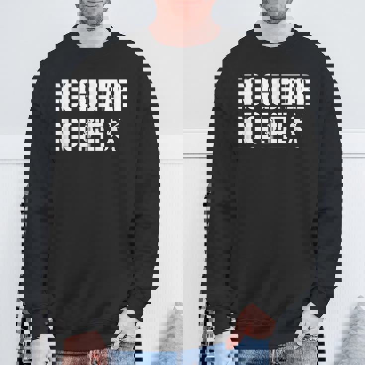 ノーギターノーライフ ギター好き ギター エレキギター ポップ音楽 ロック音楽 軽音部 バンド スウェットシャツ 高齢者への贈り物