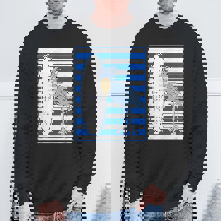 ハシビロコウさん 『サーフサイド・ボーダー』【どうぶつフレンズ】 サーファー／サーフボード 夏・面白 スウェットシャツ 高齢者への贈り物