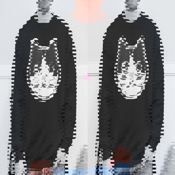 ハチワレ《ふぇいす》ねこ 猫【どうぶつフレンズ】シンプル 顔 ゆるくて かわいい 動物 イラスト スウェットシャツ 高齢者への贈り物