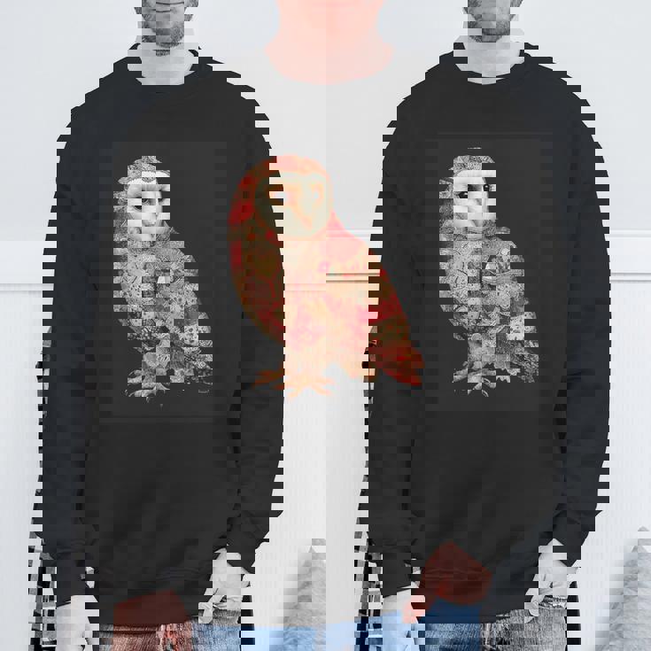 ハート柄の奇抜なパッチワークフクロウ スウェットシャツ 高齢者への贈り物