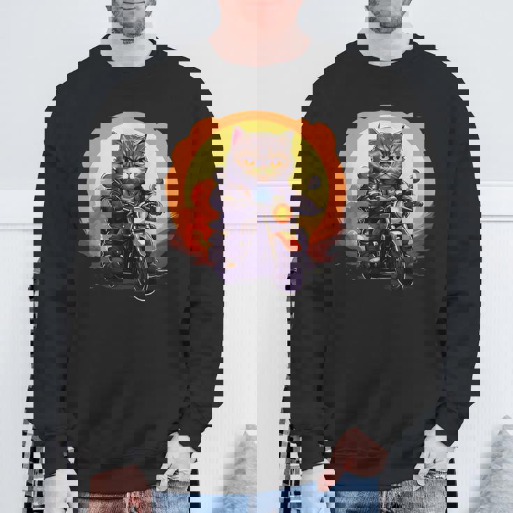 バイカー エキゾチック ショートヘア 猫 乗馬 オートバイ スウェットシャツ 高齢者への贈り物