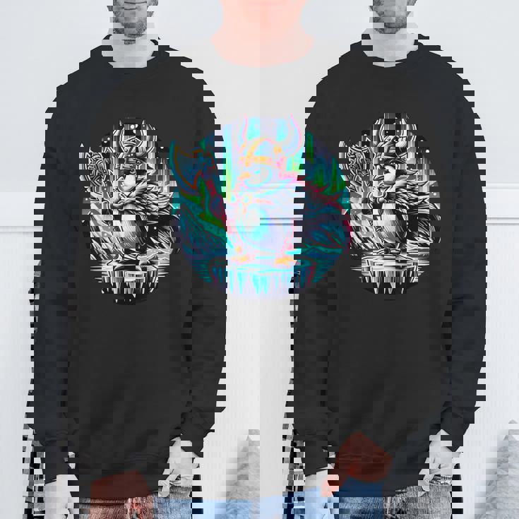 バイキング ペンギン ヘルメット 斧 ポーラーライト スウェットシャツ 高齢者への贈り物