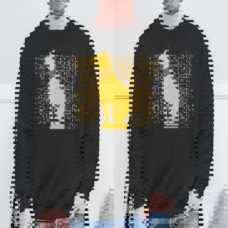 バステット 古代エジプト 猫 神 ヒエログリフ グラフィックアート 恋人 スウェットシャツ 高齢者への贈り物