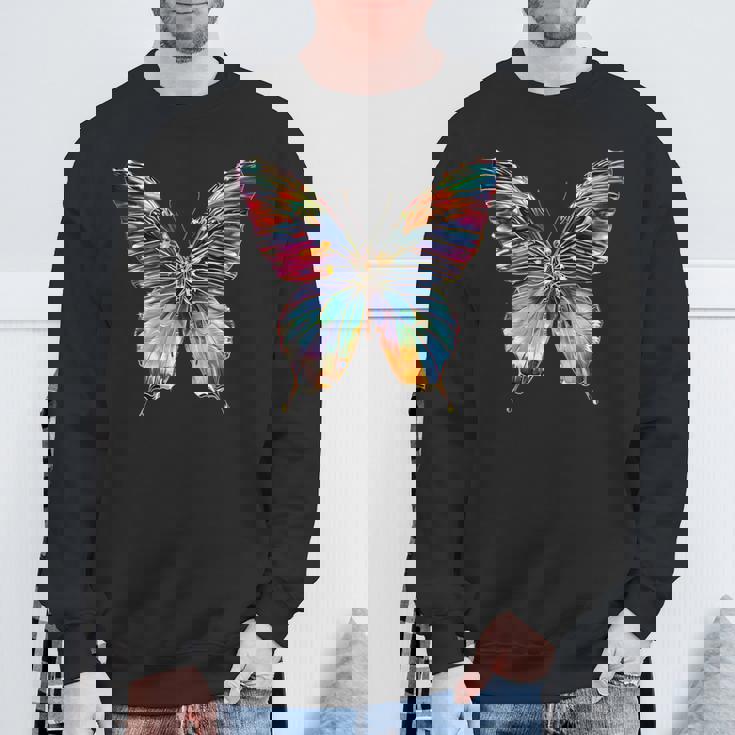 バタフライ カラフルな羽 バタフライ 蝶 スウェットシャツ 高齢者への贈り物