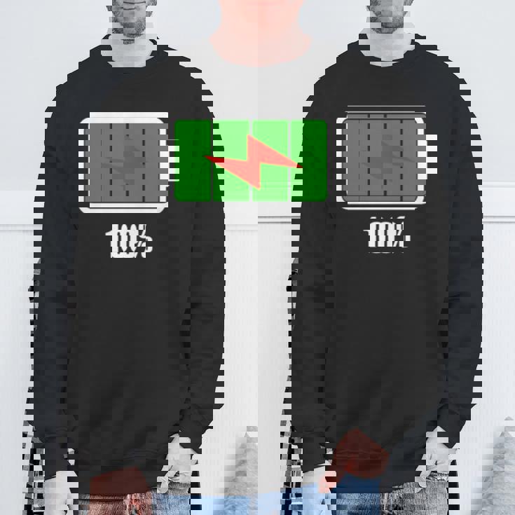 バッテリー100シャツ残量バッテリーフルパワーバッテリーフル。 長袖tシャツ スウェットシャツ 高齢者への贈り物