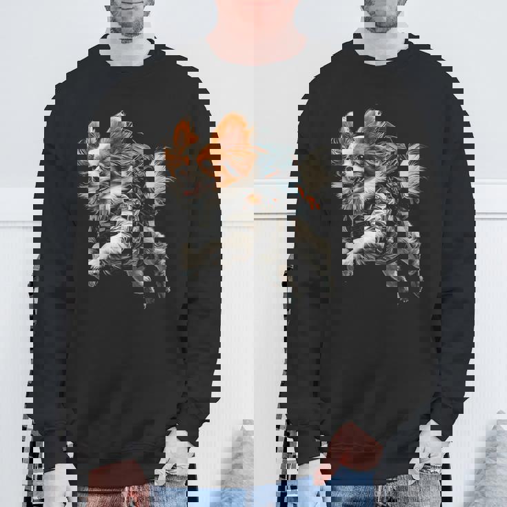 パピヨン 犬 モチーフ ペット イラスト パピヨン スウェットシャツ 高齢者への贈り物