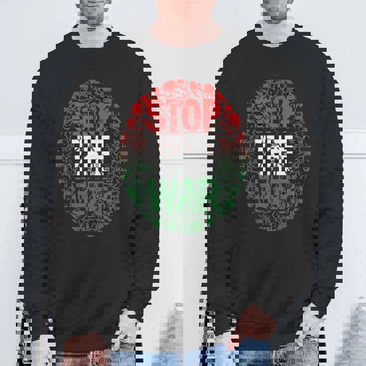 パレスチナ国旗 アラビア語タイポグラフィ パレスチナ国旗 長袖tシャツ スウェットシャツ 高齢者への贈り物