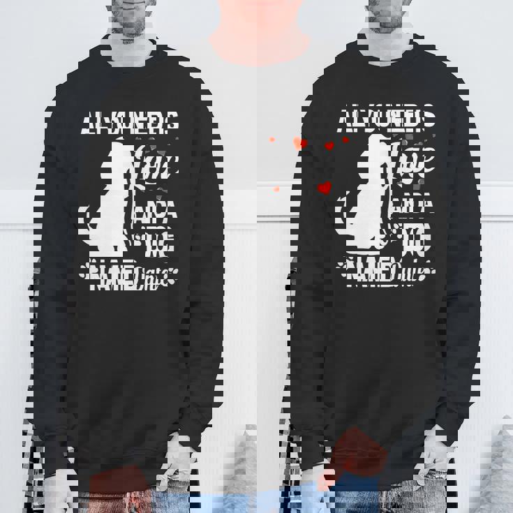 パーソナライズドドッグネームダンテかわいい犬ペット愛好家 長袖tシャツ スウェットシャツ 高齢者への贈り物