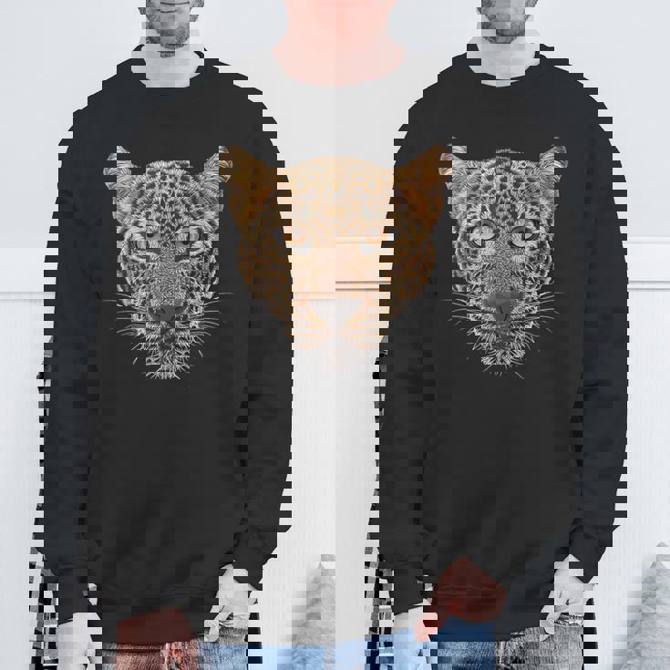 ヒョウの顔 大きな猫の頭 パンテラ パルダス 野生動物 キッズ スウェットシャツ 高齢者への贈り物