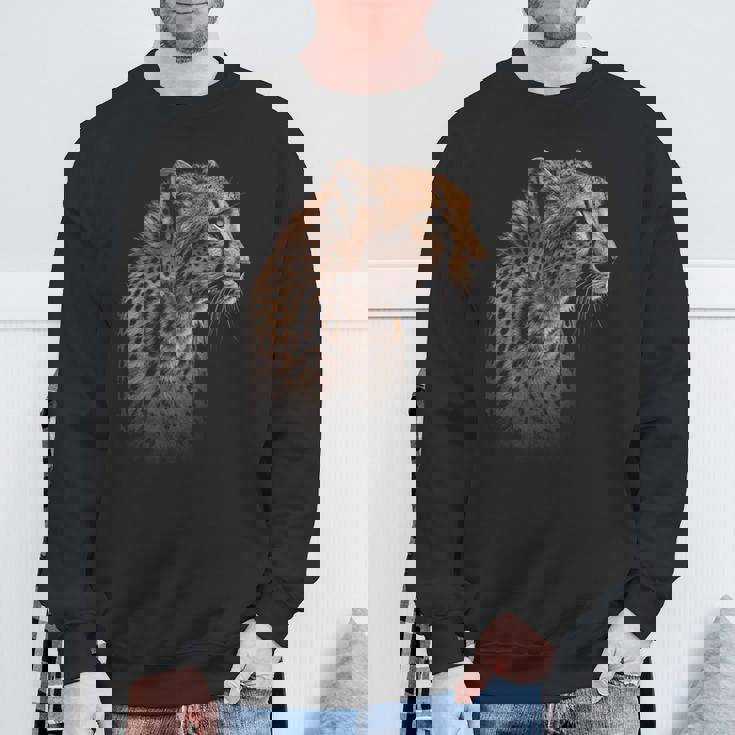 ヒョウチーター 虎 ヒョウの顔 ライオン 猫 スウェットシャツ 高齢者への贈り物