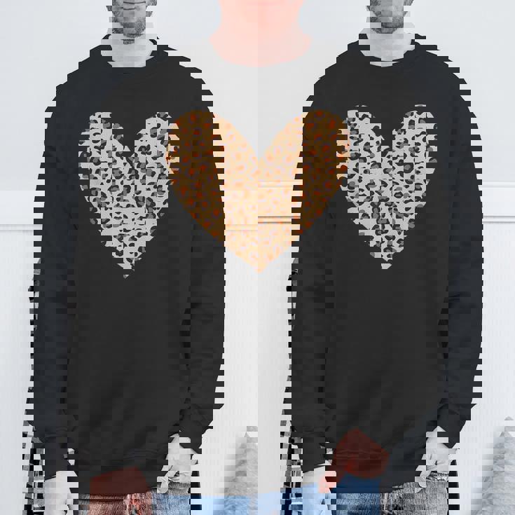 ヒョウ柄のハート／チーター柄のデザイン スウェットシャツ 高齢者への贈り物