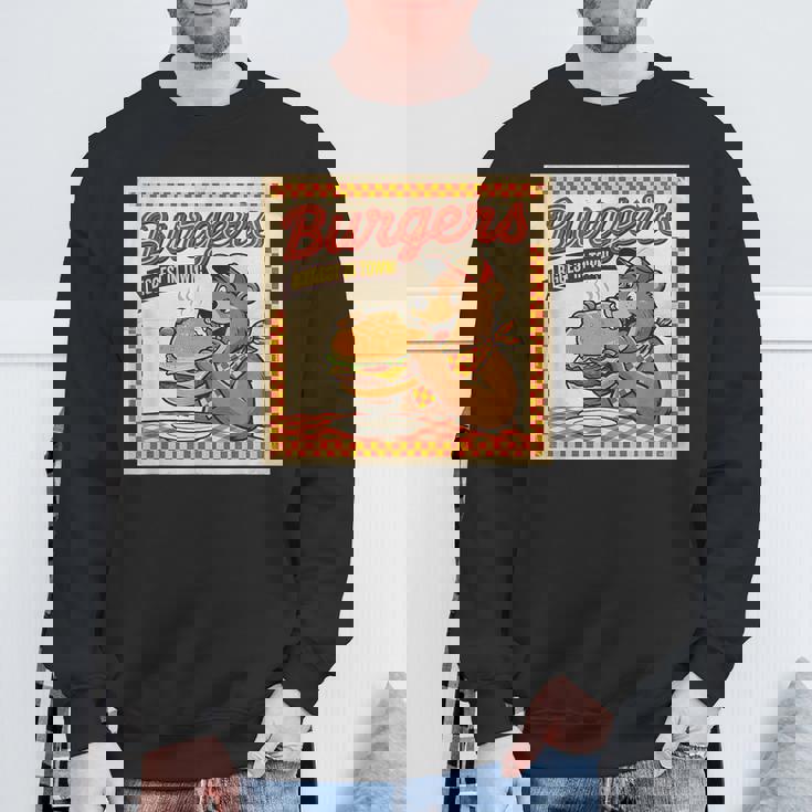ビンテージ Burgers Biggest In Town ベア ハンバーガー ショップ スウェットシャツ 高齢者への贈り物