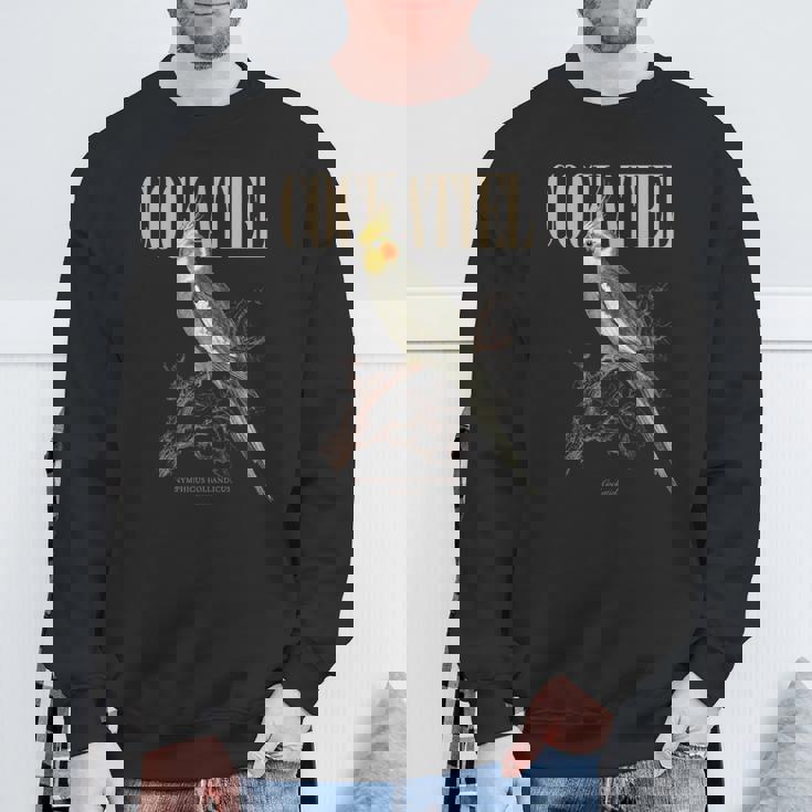 ビンテージ オカメインコ バードウォッチング アート 自然 愛 鳥 長袖tシャツ スウェットシャツ 高齢者への贈り物