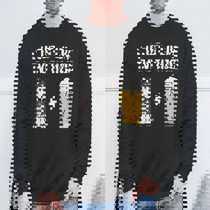 ビールシベリアン・ハスキー犬 スウェットシャツ 高齢者への贈り物