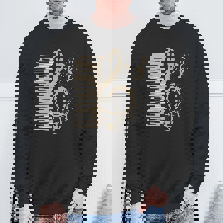 ピアノ音部記号 音楽ギフト ト音記号 ピアノ 長袖tシャツ スウェットシャツ 高齢者への贈り物