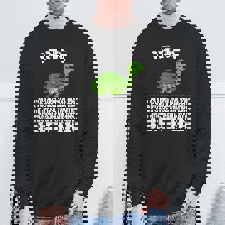 ピーナッツバターで亀よりもゆっくり走る スウェットシャツ 高齢者への贈り物