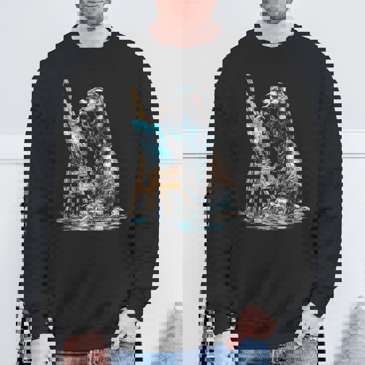 フェレット 自然 絵画 動物 モチーフ アートワーク フェレット スウェットシャツ 高齢者への贈り物