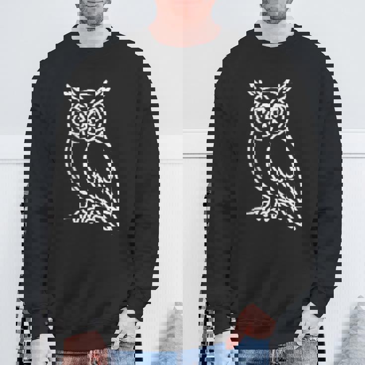 フクロウ ミニマリストバッジ パッチラインアート スウェットシャツ 高齢者への贈り物