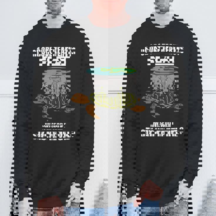 フラットアース理論 象 亀 フラットアース 面白科学 長袖tシャツ スウェットシャツ 高齢者への贈り物