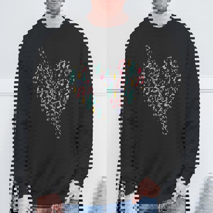 フルートハート フルート奏者 フルート奏者 マーチングバンド音楽 スウェットシャツ 高齢者への贈り物