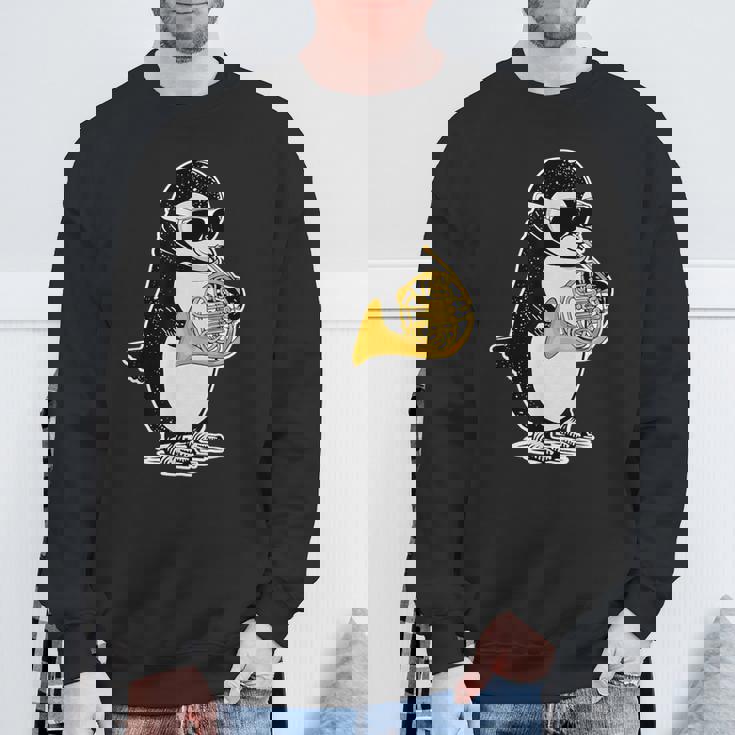 フレンチホルン奏者 ペンギン好き 音楽 フレンチホルン スウェットシャツ 高齢者への贈り物