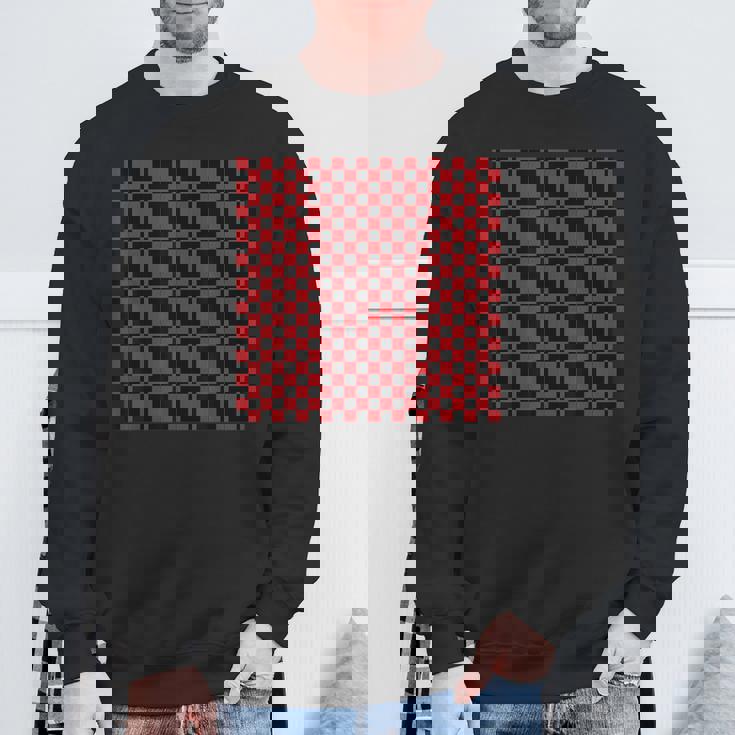 ブラック、レッド、チェッカーボードスクエアパターン、チェックデザイン。 スウェットシャツ 高齢者への贈り物