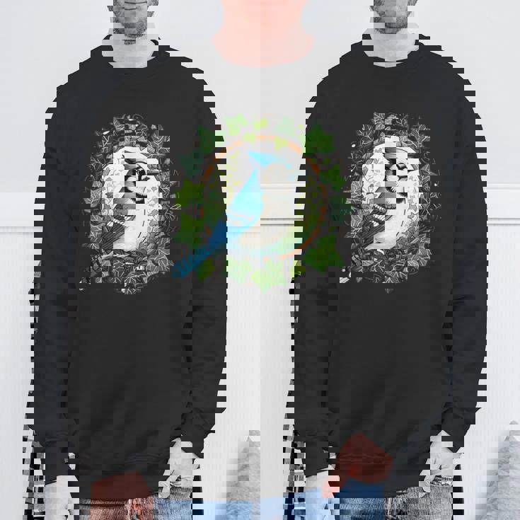 ブルージェイとイングリッシュアイビーバードアートブルージェイズイラスト スウェットシャツ 高齢者への贈り物