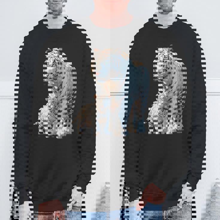 ホワイトタイガー、ネコの動物 スウェットシャツ 高齢者への贈り物