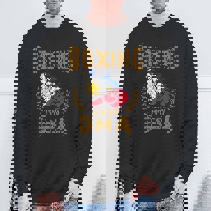 ボクシングは私の Dna にある フィリピン国旗のボクシング グローブ スウェットシャツ 高齢者への贈り物