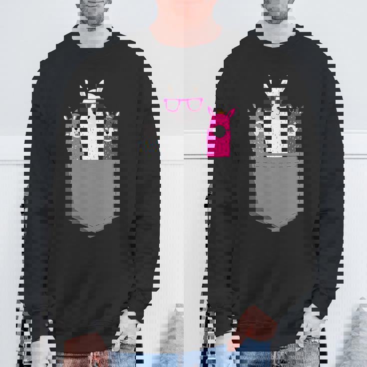 ポケット、アルパカ、ラマのアルパカ。 スウェットシャツ 高齢者への贈り物