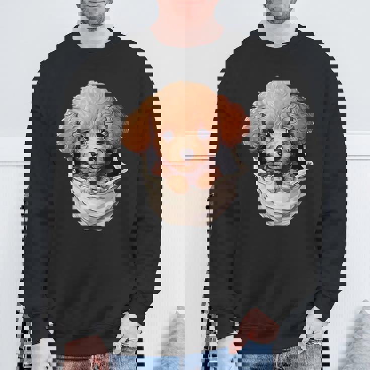 ポケットから覗く トイプードル 可愛い 犬 かわいい 子犬 犬好き 犬の飼い主 愛犬家 メンズ レディース キッズ スウェットシャツ 高齢者への贈り物