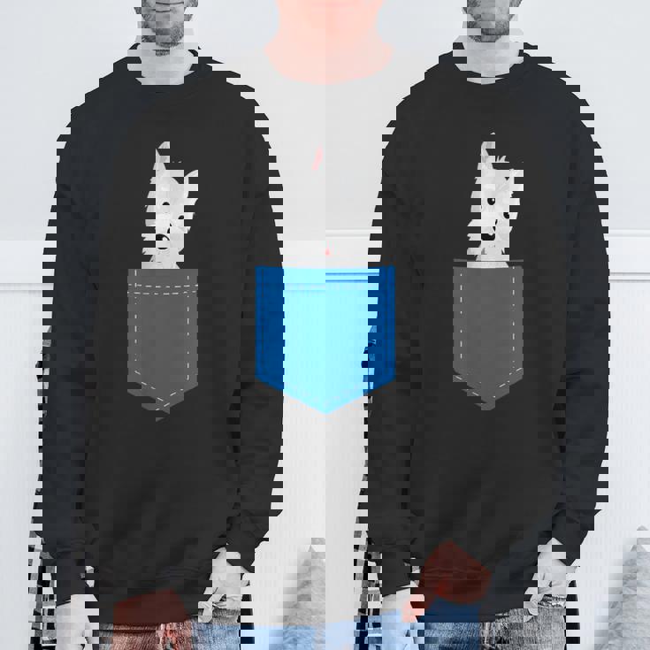 ポケットに犬のウェスティ犬テリアフロントポケット胸 スウェットシャツ 高齢者への贈り物