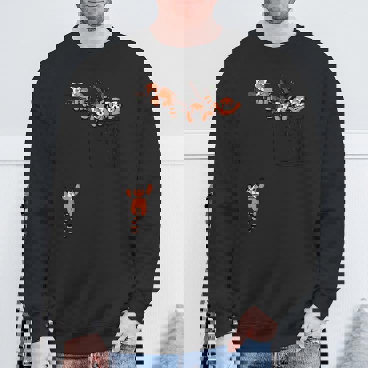 ポケットシリーズ かわいいレッサーパンダ くまの遊び 長袖tシャツ スウェットシャツ 高齢者への贈り物