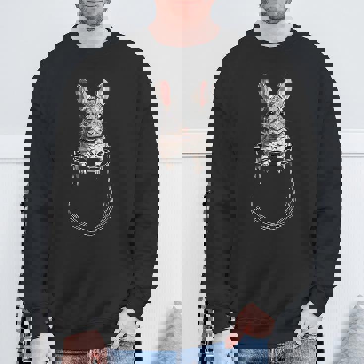 ポケットチンチラ、ポケットに面白いチンチラ スウェットシャツ 高齢者への贈り物