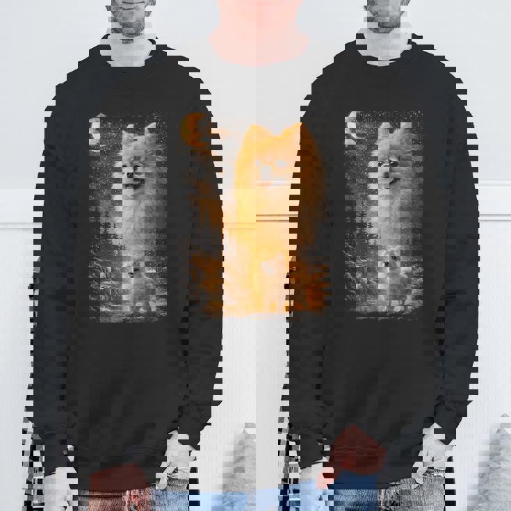 ポメラニアン ハウリング トゥ ザ ムーン ヴィンテージ 90年代 ファニー ペット オーナー スウェットシャツ 高齢者への贈り物