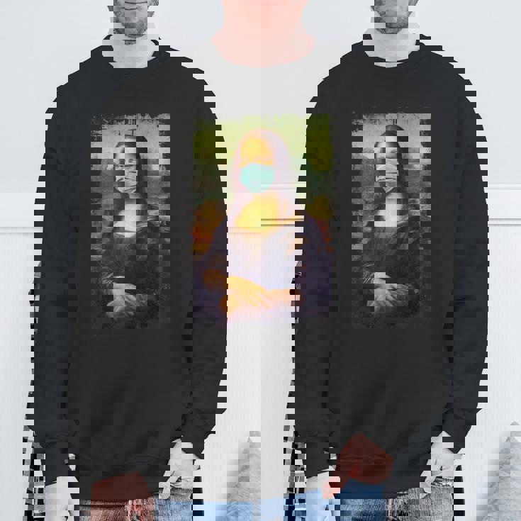 マスク付きモナリザ面白い有名な絵画検疫 スウェットシャツ 高齢者への贈り物