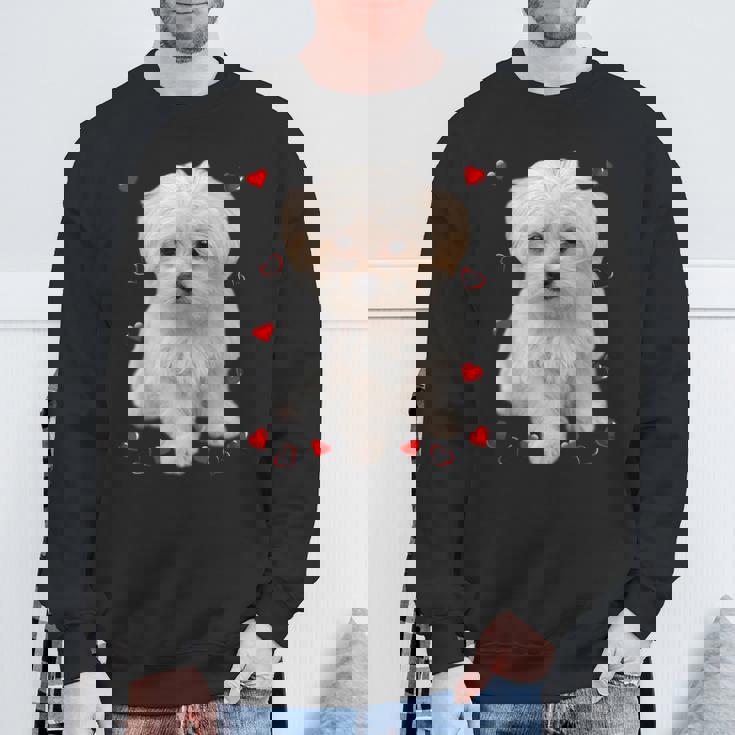 マルチーズ 犬 オーナー ラバー デザイン 子犬 ハート デザイン スウェットシャツ 高齢者への贈り物