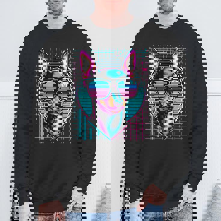 メンズ レディース ミニピン ヴェイパーウェーブ ミニチュア ピンシャー好き スウェットシャツ 高齢者への贈り物