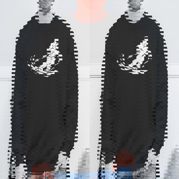 ミニマリスト スキー シルエット ウィンタースポーツ デザイン スウェットシャツ 高齢者への贈り物