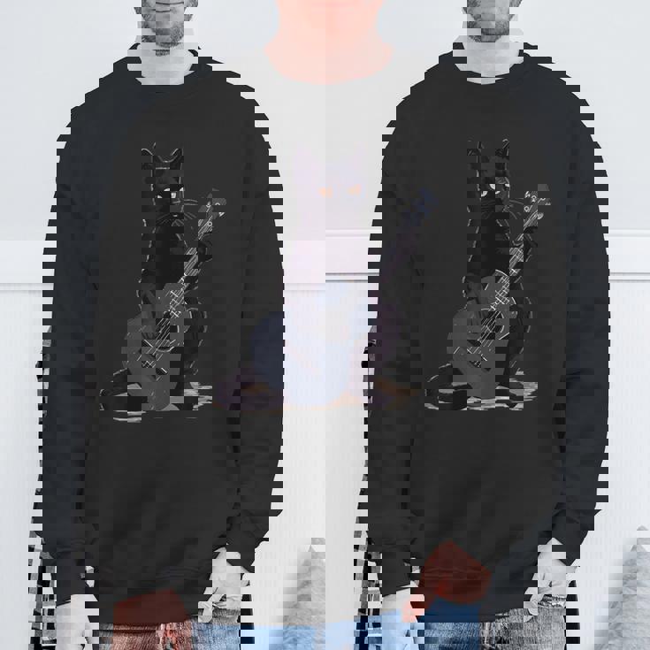 ミュージシャン黒猫ギタリストボンベイキャッツウィズギター スウェットシャツ 高齢者への贈り物