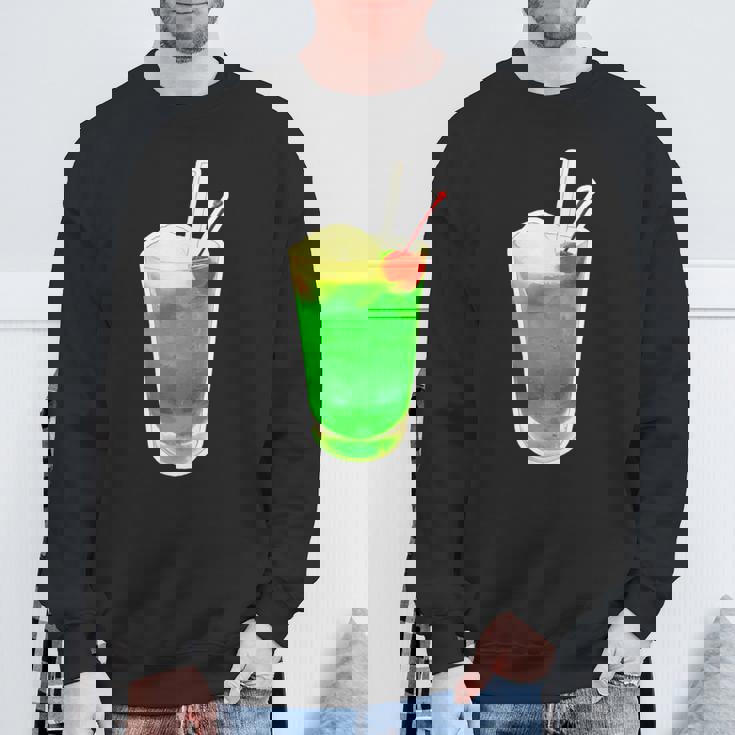 メロンソーダ／クリームソーダ（スイーツ ポップ）夏【サマータイム】昭和レトロ 80S かわいい デザイン スウェットシャツ 高齢者への贈り物