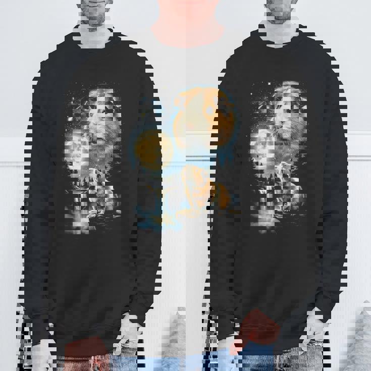 モルモット ハウリング トゥ ザ ムーン ミーム 面白い 90年代 モルモット 長袖tシャツ スウェットシャツ 高齢者への贈り物