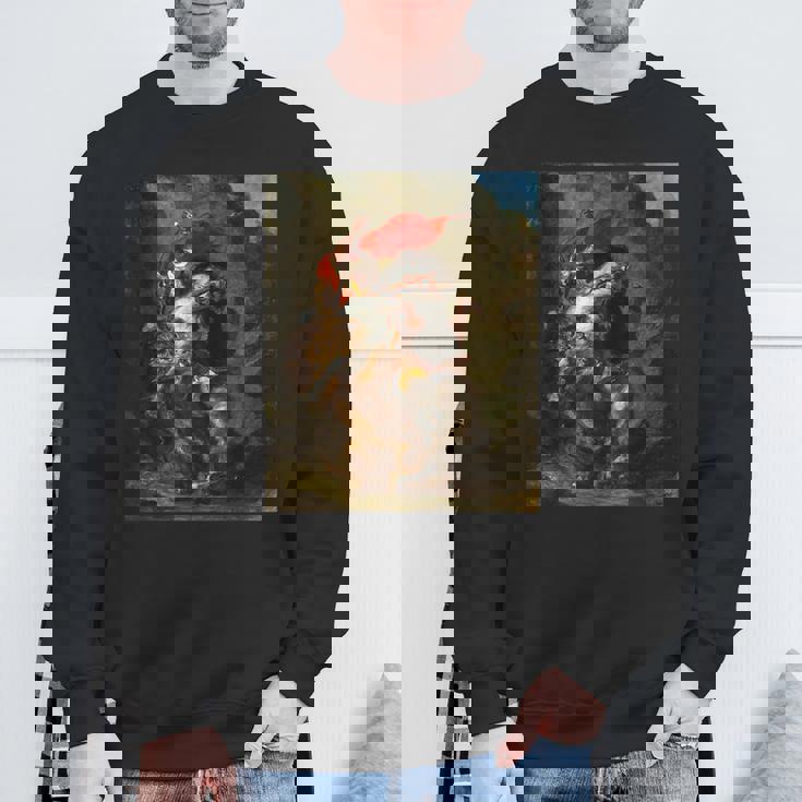 ライオンに襲われたアラブの騎手1850年ウジェーヌ・ドラクロワ スウェットシャツ 高齢者への贈り物