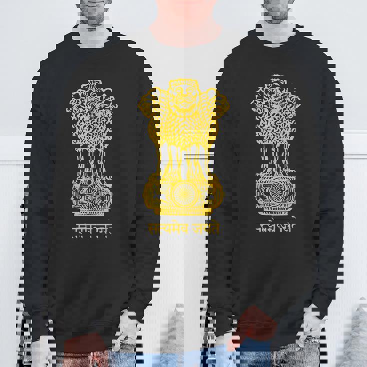 ライオンエンブレム インド国旗 ヒヌ ヒンディー語 デリー ムンバイ スウェットシャツ 高齢者への贈り物